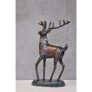 銅雕財鹿.公鹿角 動物雕塑擺飾 (y14896 立體雕塑.擺飾 立體擺飾系列-動物、人物系列)